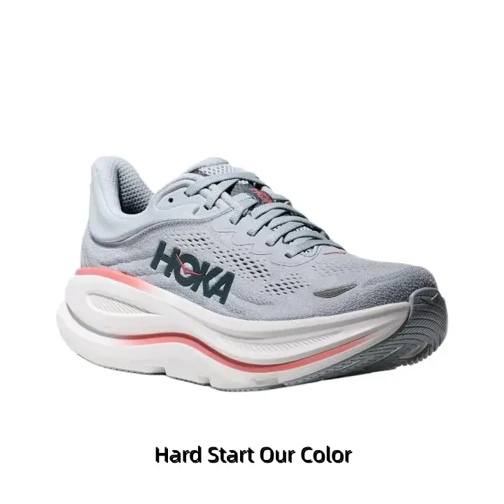 Neutral Tone Supportive Road Running Trainers Cool Grey White Pink Side Decoration Lightweight Knit Upper Thick Soft Cushion Midsole Shock Absorb Traction Sole Ideal For Gym Training & Casual Daily Wear