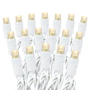 Festive Living 50 Light Warm White LED Mini Christmas Wedding Lights, Wide Angle 5mm Bulbs on White Wire, 25-Ft Commercial Grade String, Non-Removable LEDs, Indoor/Outdoor, Connectable