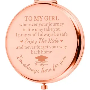 To My Girl for Daughter from Mom, Engraved Compact Mirror for Girls Women, Inspirational Graduation Gifts for Her, Teen Girl Encouragement Gift, Stocking Stuffers for Women & Girls