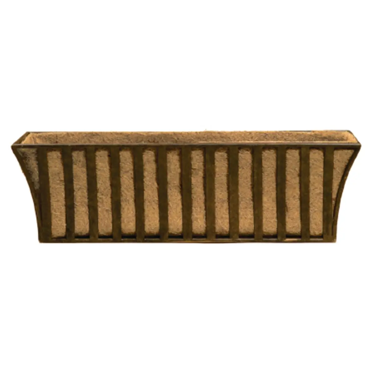 Deer Park Weatherproof Window Box Planter, 9x30 in Rectangular Outdoor Metal Planter with Patina Look, Coco Liner, and Mounting Hardware