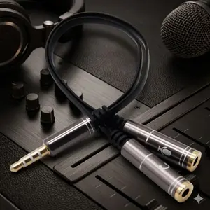 3.5mm Audio Splitter 1 Male to 2 Female AUX Y Adapter, High-Speed Cable for Laptop Phone Tablet, Share Music & Mic, Multi-Function Headphone & Microphone Audio Jack Splitter