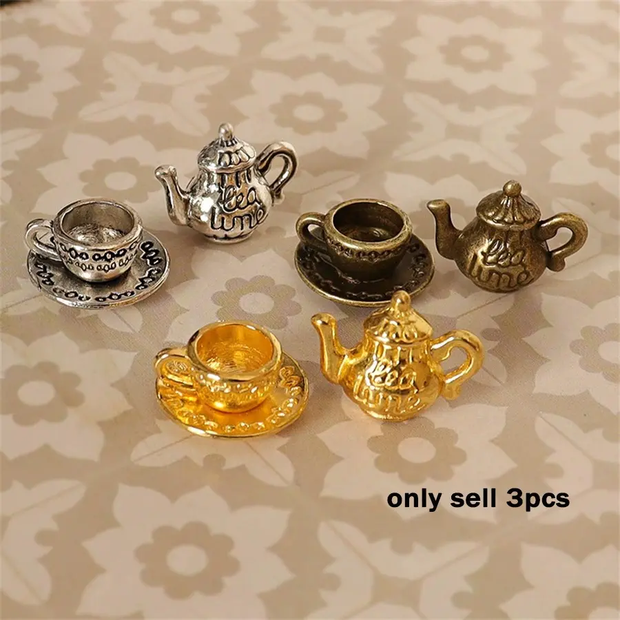 3Pcs/Set Vintage Mini Tea Set, Micro Teacup & Tea Pot Tea Accessories & Kitchen Accessory & Photography Prop, Perfect Miniature Set Gift for Collectors & Tea Lovers