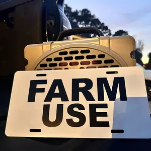 Farm Use Front License Plate - 12x6 Inches, Weather Resistant, Handmade in the USA, Humor Decal for Trucks & Cars, Easy Installation