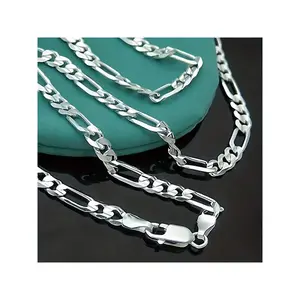 1Pc 4MM Plated 925 Stering Silver Figaro Necklace Men Women Long Punk Hip Hop Jewelry 16-30inches Daily Wear Or 2025 Year Gifts Cuban Link Chain chains initialnecklace chains for men cross necklace name necklace vintage jewelry