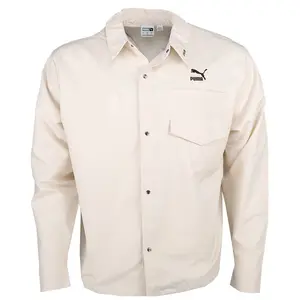 PUMA Mens Wal Harlem Renaissance Collared Long Sleeve Button Up Shirt Casual Tops Casual - White