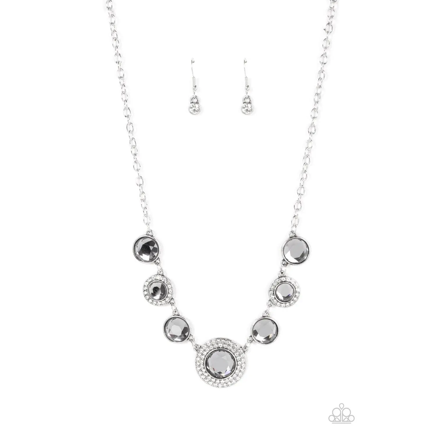 Extravagant Extravaganza - Silver Rhinestone Necklace
