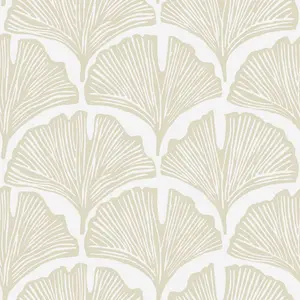 Tempaper and Co. 28 sq ft Feather Flock by Genevieve Gorder Peel and Stick Wallpaper White/Beige