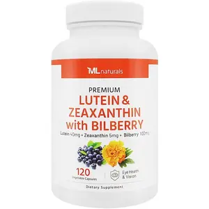 Lutein 40mg and Zeaxanthin 5mg with Bilberry 100mg Extract Vegetable Capsules Daily Eye Health Support Vision Wellness Formula Blue Light Defense Antioxidant Protection Dietary Supplement for Men and Women Non-GMO
