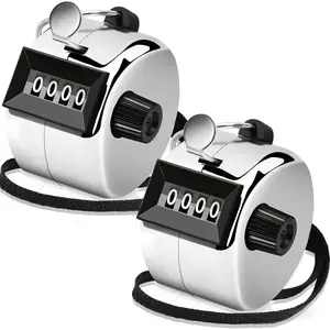 2 Pack Clicker Counter, Metal Hand Tally Counter Clicker, 4 Digit Mechanical Palm Click Counter for Counting Numbers, Coaching,  Events Count Cango Gear