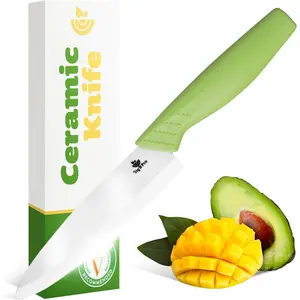 Durable Ceramic Knife for Chopping Vegetables & Fruits, 4” Non-Reactive and Professional Ceramic Chef Knife for Clean Cutting, Rust-Proof Sharp Blade with Ergonomic Handle, Gift-Ready Kitchen Knives