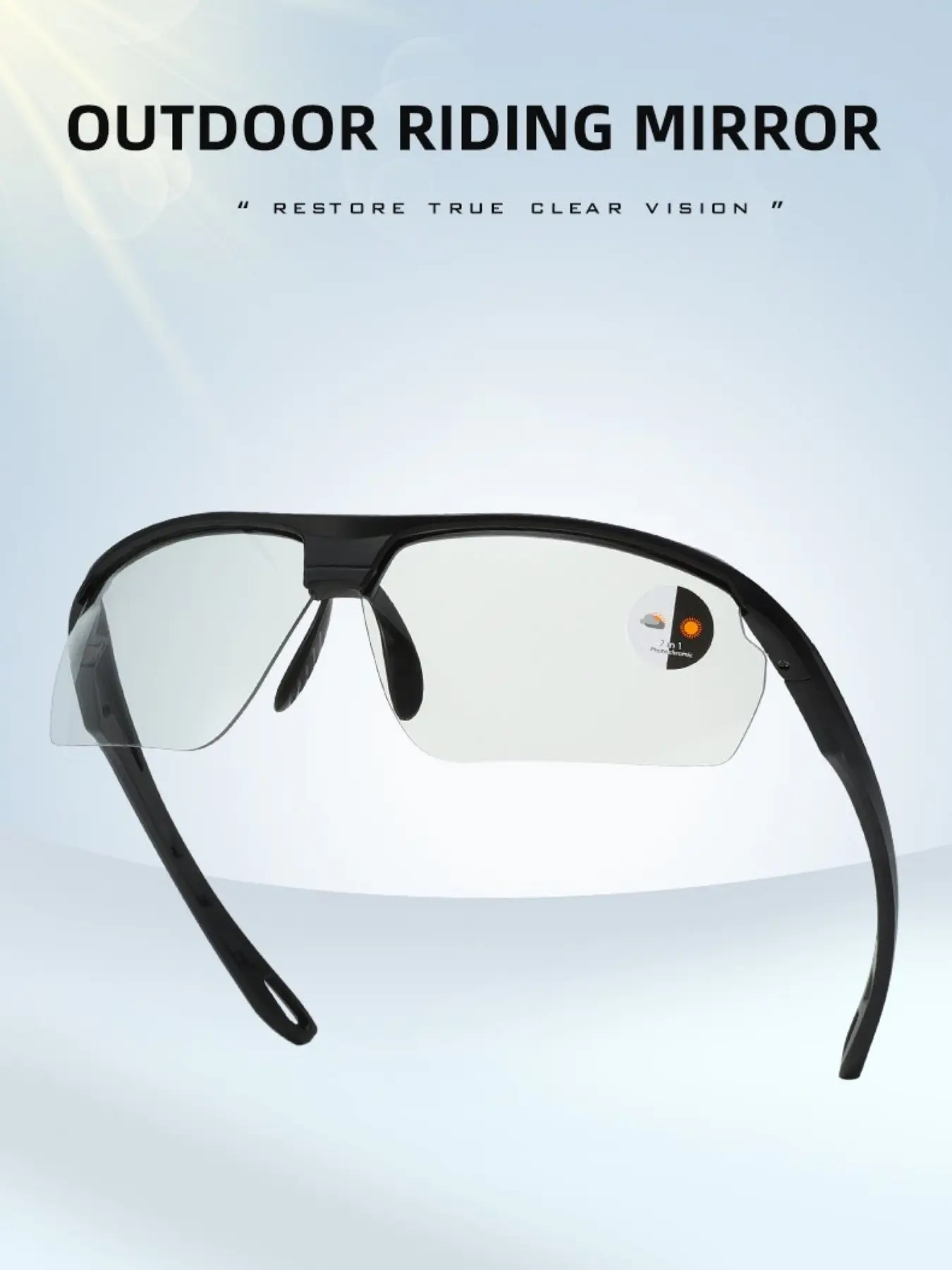 Unisex Photochromic Sunglasses, Day-Night Use, Sporty Half-Frame Design, Trendy Eyewear for Outdoor Activities, Men & Women