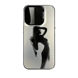 Aesthetic Sexy Woman Silhouette iPhone Case for iPhone 17 16 Pro 15 Pro Max 14 Pro, Luxury Slim Shockproof Protective Cover, Trendy Metallic Phone Case
