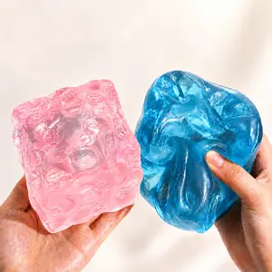 Large Squishy Cube Fidget Toy, 7cm Crunchy ASMR Stress Ball, Moldable Filling No Rebound Squishies Toy for Teens Adults, Desk Play & Gift