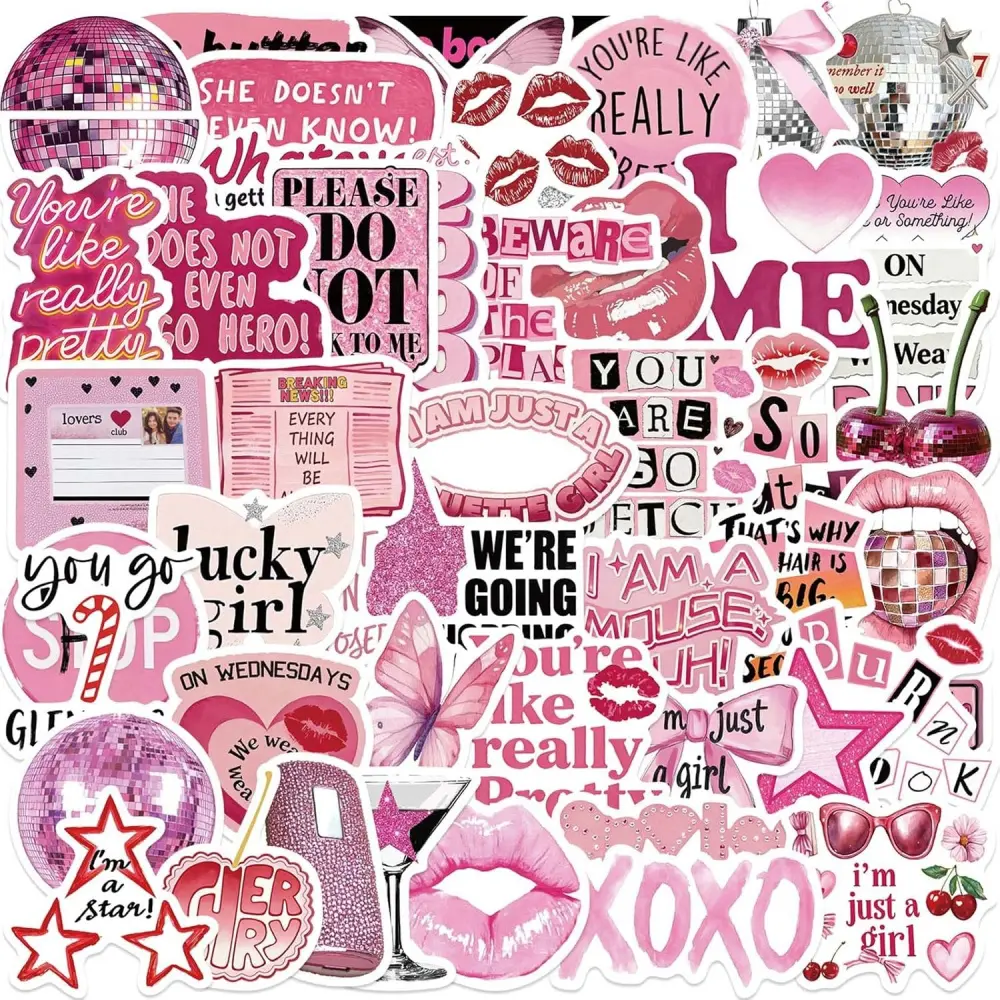 50 sets of fashionable urban girl mobile phone stickers  Fashionable and trendy 21st-century style stickers  Fun waterproof stickers suitable for water bottles  Vinyl stickers suitable for teenagers and adults  Party supplies suitable for laptops and skat