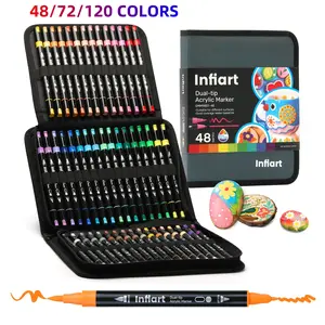 48/72/120 Color Dual-Ended Acrylic Markers, Water-Based Highlighter Pens, Fine Point Calligraphy Brushes, Adult Coloring Books, Magazine Art
