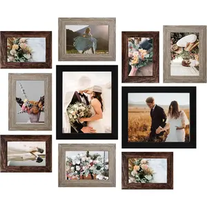 Picture Frames Collage Wall Decor 10-Pack, Gallery Wall Frame Set with 8x10 5x7 4x6 Frames in 3 Different Finishes