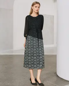 Floral Midi Dresses 2025 For Women Black Wedding Guest Dress Casual Sundresses   AF-LQ87720