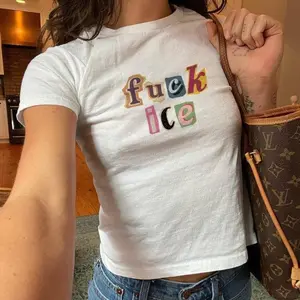 Anti Ice Magazine Letter Baby Tee, Fuck ICE Y2K  Protect Immigrants