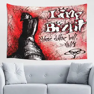 Limp Rock Bizkit Band Tapestry Art Banners Wall Hanging Flag Poster for Living Room Bedroom Home Decorations Cotton Decorative Light Linen 40X30In (102X76Cm) Print Photo