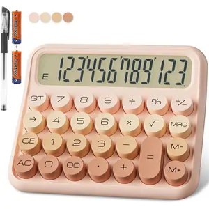 Mechanical Calculator 12-Digit Extra Large 5-Inch LCD Display with Big Buttons, 15°Tilt Screen, Includes Battery, Ideal for Office and School Use