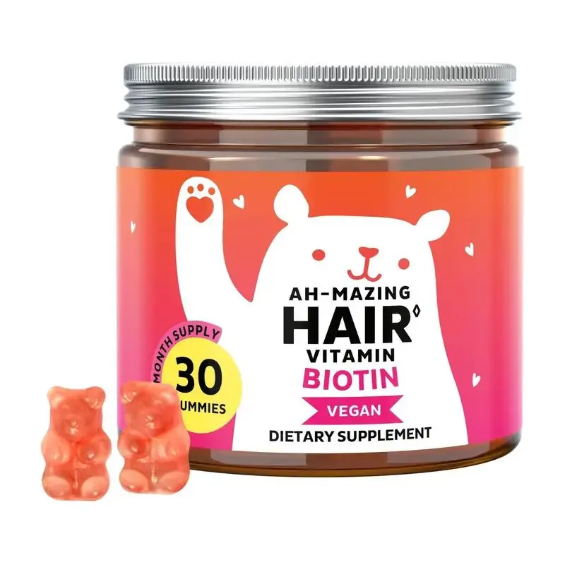 Bears with Benefits Biotin Gummies for Hair Growth, Skin & Nails –  5000 mcg Biotin + Vitamins C & E + Zinc - 30 Gummies - Vegan Wild Berry Flavor - 1 Month Supply