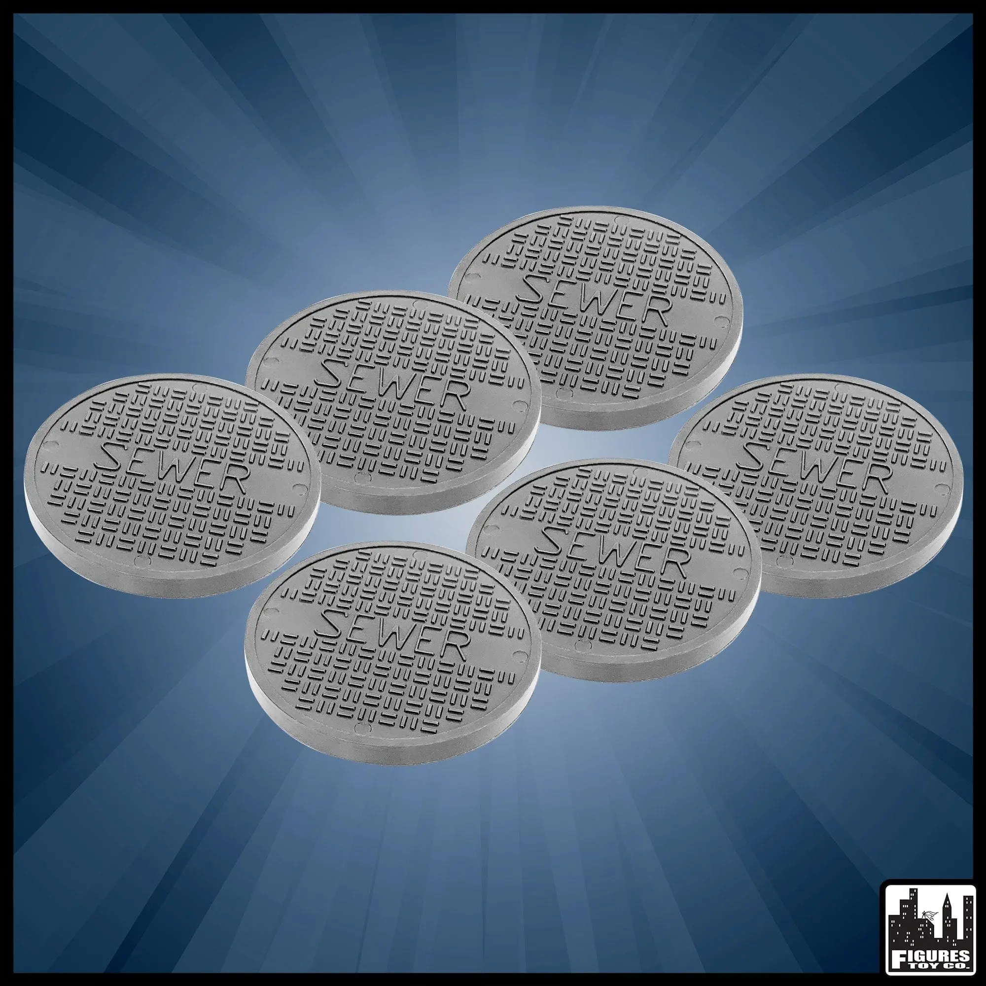 Set of 6 Gray Sewer Grates For WWE & AEW Wrestling Action Figures