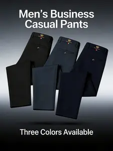 3-Pack Men's Business Casual Versatile Pants, High Stretch Wrinkle-Resistant No-Iron, Slim Fit Not Tight, Breathable Comfort, All-Season Wear, Superior Drape, Easy Care, Commute-Friendly