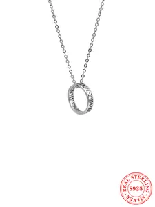 Women's S925 Silver Roman Numeral Circle Necklace, Casual Style Lockbone Chain Accessory, All-Season Jewelry Gift