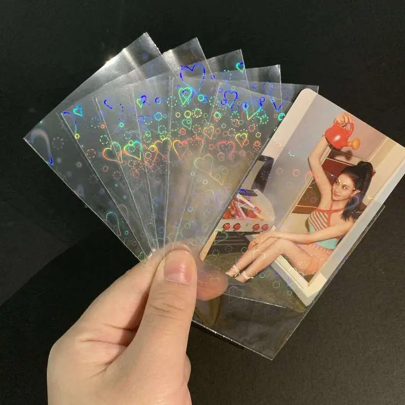 Heart Pattern Photocard Sleeve, 50pcs/pack Laser Card Sleeve, Holographic  Film for Card Making, DIY Scrapbooking Supplies, Gifts & Wrapping Supplie -  TikTok Shop