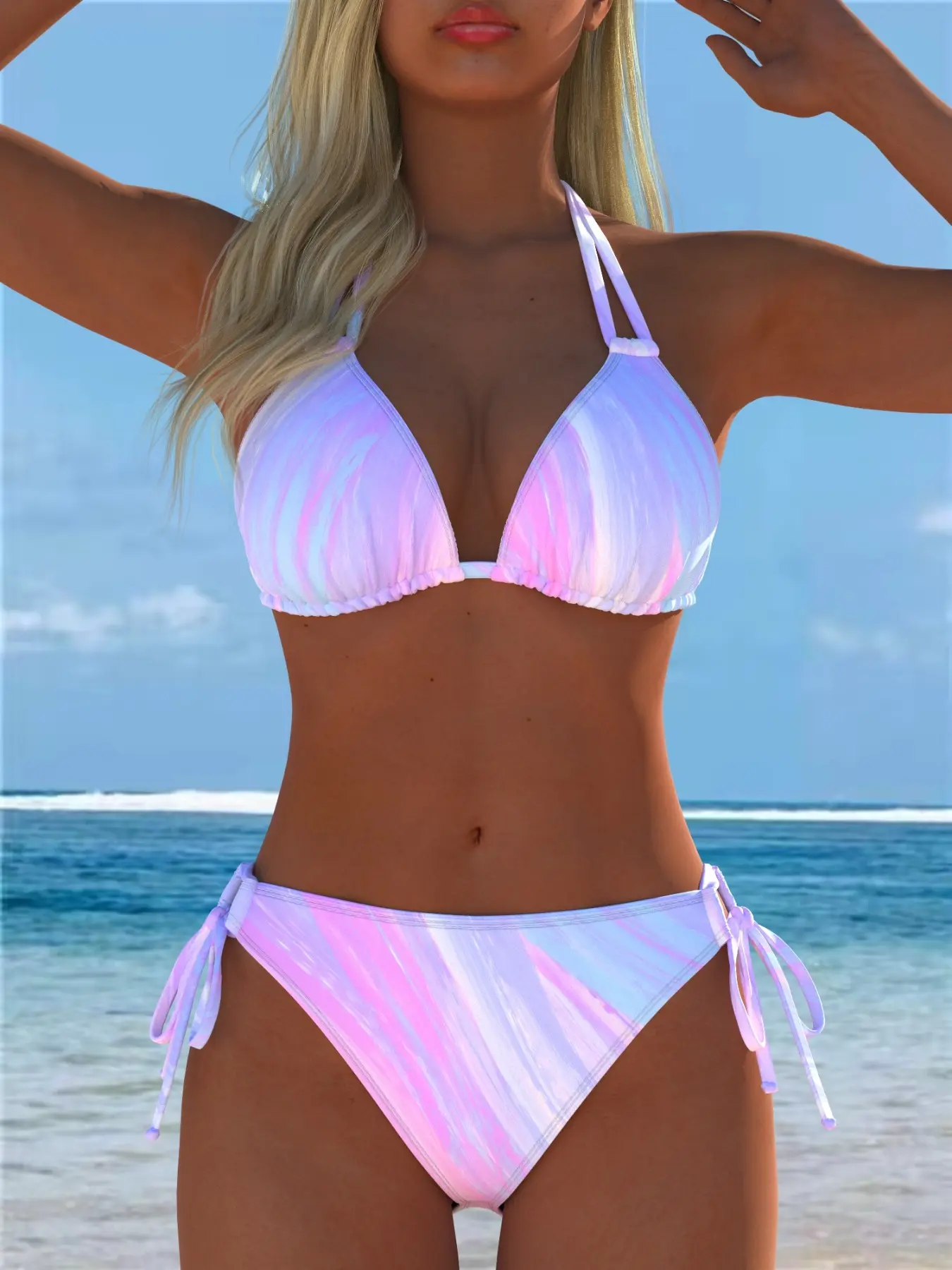 Two-Piece Bikini Set, Sexy Triangle Design, Adjustable Straps, Random Print, Printed Bikini, Perfect for Island Swimming, Women's Swimwear