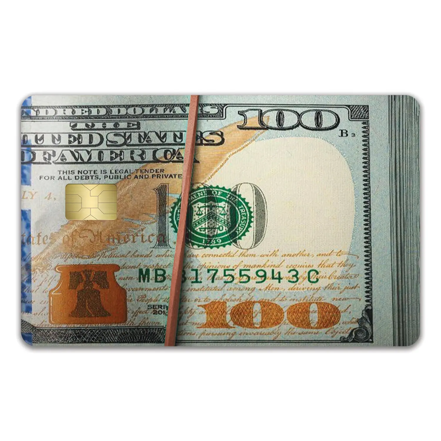 100 Dollar Bill Cash Stack Credit Card Skin Sticker – Money Rubber Band Debit Card Cover Decal Waterproof Wealth Gift