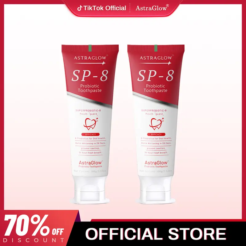 Astraglow SP-8 Toothpaste - Fluoride-Free Set for Oral Health & Fresh Breath - Gentle Formula with Natural Ingredients Aloe Chamomile