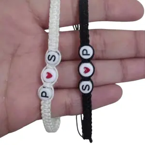 Initials couples adjustable bracelets, long distance macrame bracelet, custom initial bracelet boyfriend