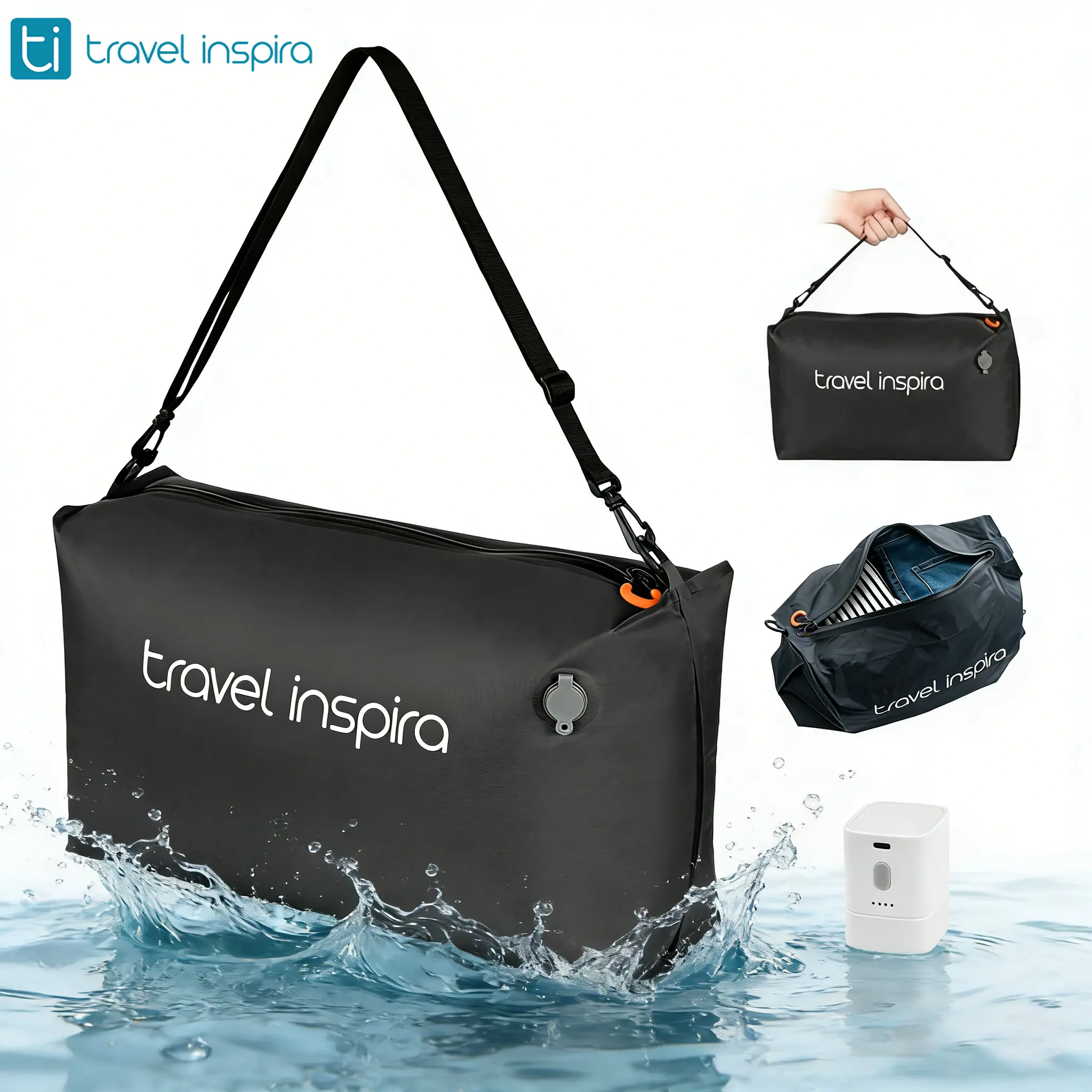 travel inspira Ultra-Durable Nylon 22L Vacuum Travel Bags with Pump Space Saver Compression Solution for Suitcases & Backpacks, Reusable, Lightweight, IP67 Airtight Zipper Seal ,Travel Hacks summerwins