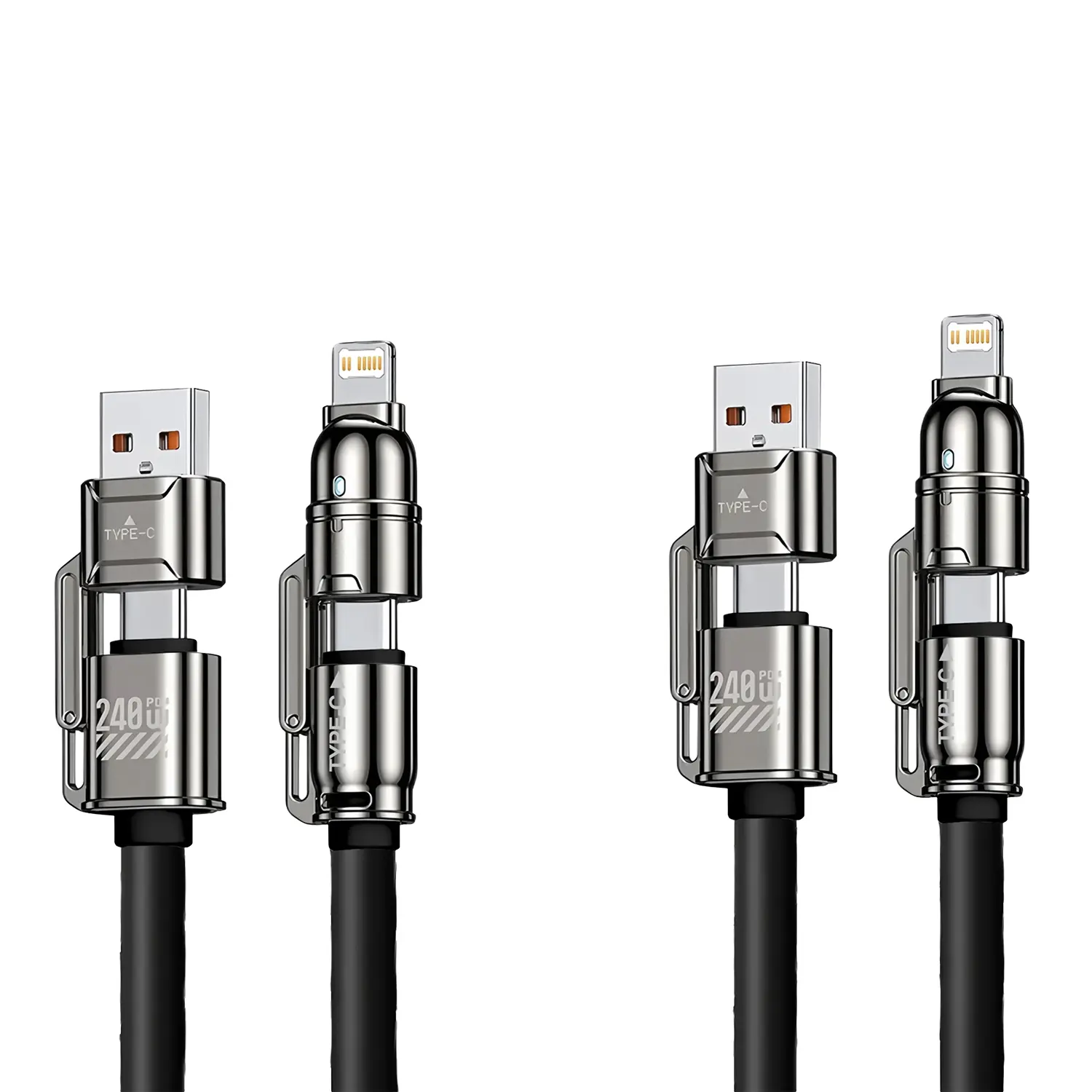 Fast Charging Lightning Charge Line, Lightning Connector, 240w High Power Portable Data Cable, 4-In-1 Fast Charger! One Solution for All Devices, Cellphone, Electronic, Mobile, Smartphone, Lightning Cables, Ideal for Lazy People