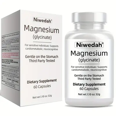 High Potency Magnesium Glycinate Complex Dietary Magnesium Supplement Capsules - 120ct, Calming Aid Mineral Supplements, Anxiety Relief & Better Sleep Support