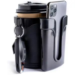 Bike Cup Holder Handlebar with Cell Phone Keys Holder Bicycle Drink Beer Holder Black