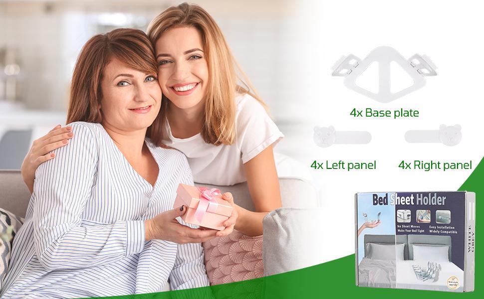 Bed Sheet Holders for Corners, Lock Bed Sheet Grippers, 4Pcs Upgrade Fitted Sheet Holders Keep Sheets Firm & Tight, Bed Sheet Clips Keeping Sheets Place, Fit All Mattress Easy Install