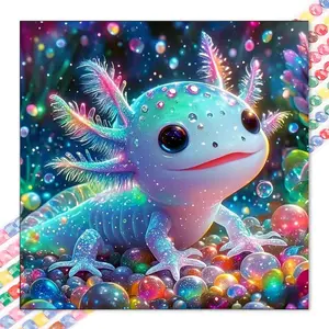 1pcs 5D DIY handmade diamond painting set, 5D diamond art set, DIY decoration, cute, colorful, axolotl diamond painting set full round drill DIY, mosaic, diamond art, DIY art home decoration, suitable for Halloween and Christmas.