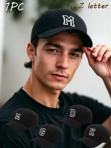1PC Men's A-Z Letter Baseball Cap for Custom Style, Adjustable Beach Sun Protection Hat, Casual Trendy Hat for All Seasons, Customizable Hats