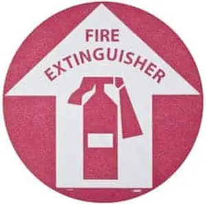 AccuformNMC "Fire Extinguisher" Adhesive-Backed Floor Sign Round, Red on White, Use for Fire WFS10