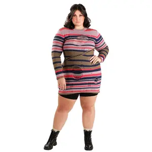 Women's Plus Size Astrid Striped Distressed Sweater Dress