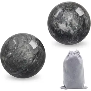 Coolrunner 2'' Marble Dark Grey Baoding Balls Chinese Health Stress Relieve Hand Exercise Hand Massage Hand Balls