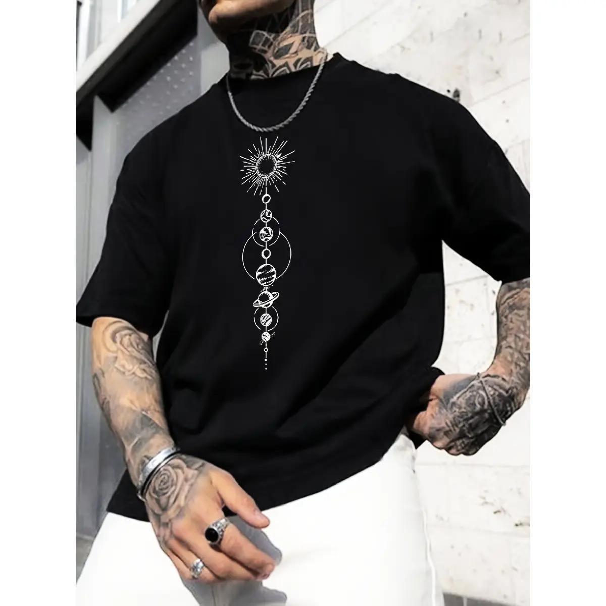 Men's Classic Graphic Print T-Shirt - Menswear Top, Stylish Affordable Fashion, Comfy Stretch Short-Sleeve Crewneck Soft Sport Fabric for All-Season Layering, Shortsleeve, Classic Cut
