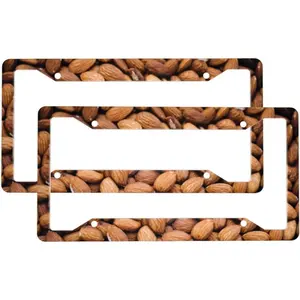 2 Sets Brown Nuts Premium License Plate Holder - Car Truck SUV Front and Rear Bracket for Enhanced Night Vision 4 Holes ﻿