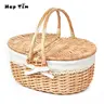 Hap Tim Wicker Picnic Basket for 2 with Lid, Woven Cute Basket with Handle, Storage Basket with Washable Lining & Dual-Flid Lid, Natural Willow Picnic Hamper Unique Gifts Ideas for Couple, Engagement, Wedding Gifts #Summervibes