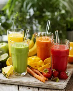 18-Pack Reusable Clear Glass Drinking Straws | 8.5" x 10mm | 8 Straight & 6 Bent with 4 Cleaning Brushes | Perfect for Smoothies, Milkshakes, Juice & Tea outdoorfun