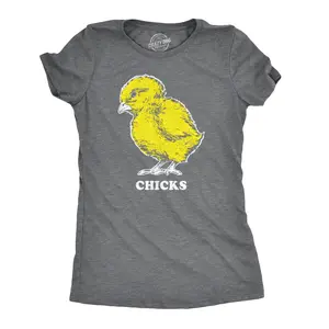 Womens Vintage Chicks Funny Cute Easter Sunday Holiday Retro Bunny T Shirt Funny Womens T Shirts Cute Vintage Fashion Casual Ladies T-Shirt Gift Easter Tops for Women Funny Vintage Top Women's Novelty Tees Dark Grey