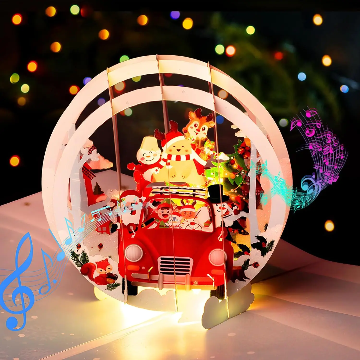 Christmas Cards, Light and Music Merry Christmas Card, Funny 3D Pop Up Christmas Greeting Card with Envelope for Women Men Kids Husband Wife Mom Dad Daughter boyfriend