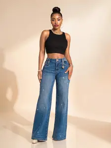 Rain On Me Wide Leg Jean - Phantom Wash
